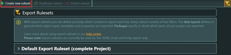 Articy Create New Ruleset Button