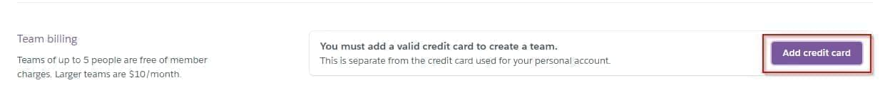 Heroku Team Add Credit Card