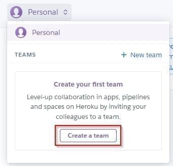 Heroku Team Dropdown